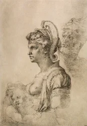 Kleopatra, Zeichnung von Michelangelo. Gabinetto dei Disegni e delle Stampe, Galleria degli Uffizi, Florenz